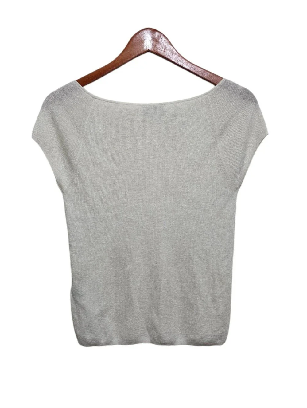 J. Crew Cashmere-Silk Blend Wide V-Neck Sweater T-Shirt in Ivory Size Medium